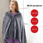 Mantella Riscaldata in Pile con USB e Zip, Coperta Portatile Grigia
