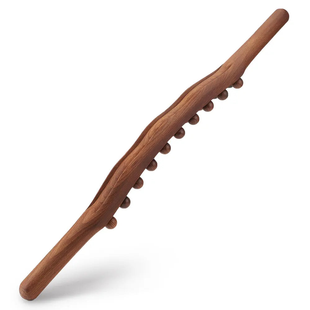 Massaggiatore Gua Sha in Legno di Faggio con 21 Rotelle