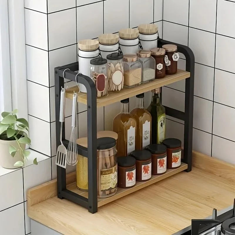 Organizer Piano Cucina 2 Livelli Metallo Salvaspazio Tazze e Spezie