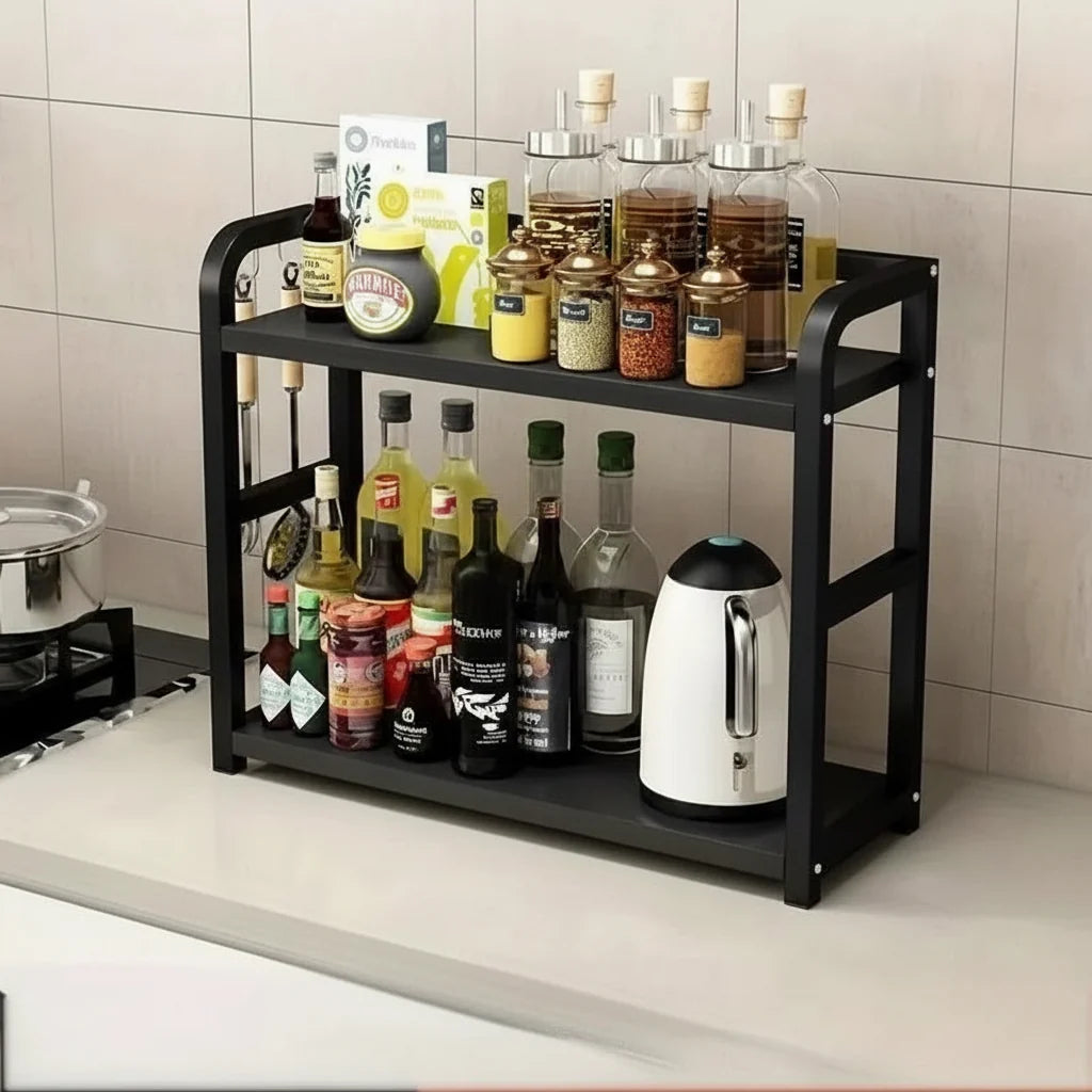 Organizer Piano Cucina 2 Livelli Metallo Salvaspazio Tazze e Spezie