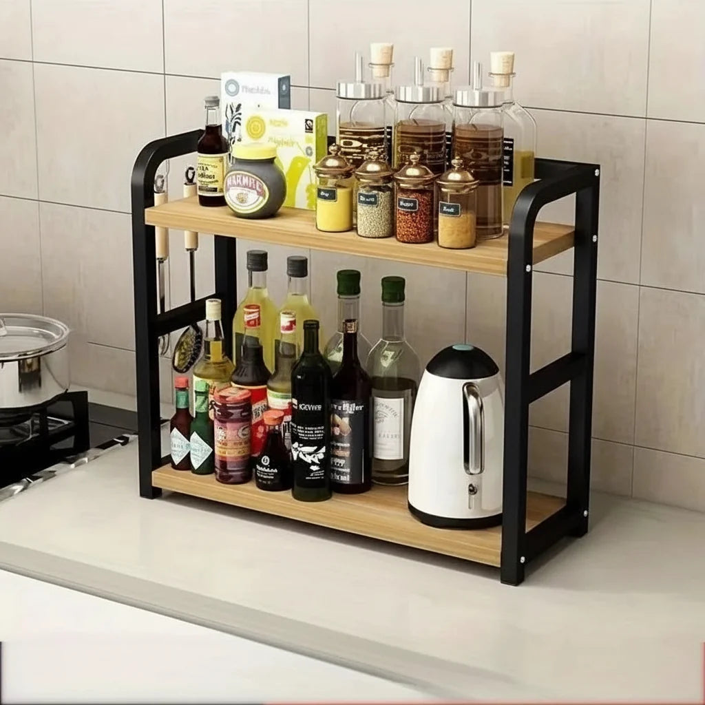 Organizer Piano Cucina 2 Livelli Metallo Salvaspazio Tazze e Spezie