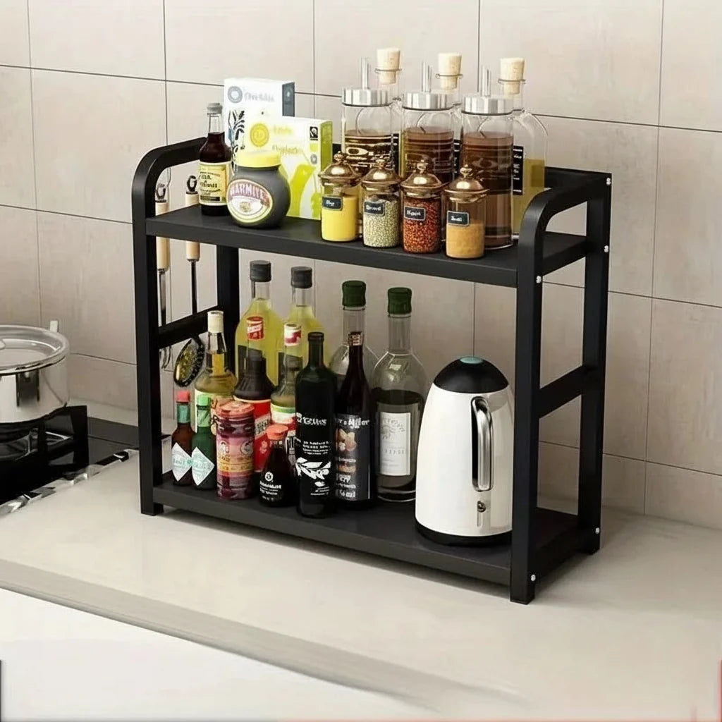 Organizer Piano Cucina 2 Livelli Metallo Salvaspazio Tazze e Spezie