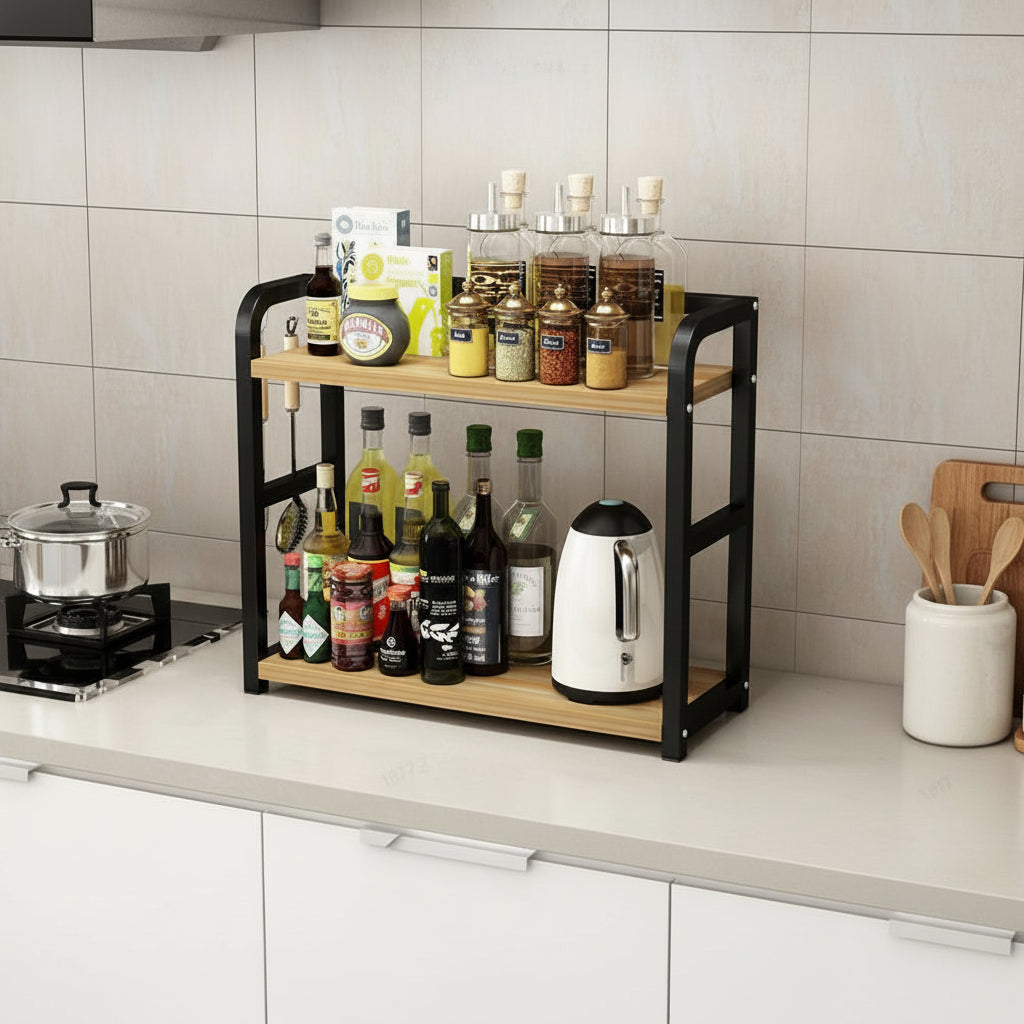 Organizer Piano Cucina 2 Livelli Metallo Salvaspazio Tazze e Spezie