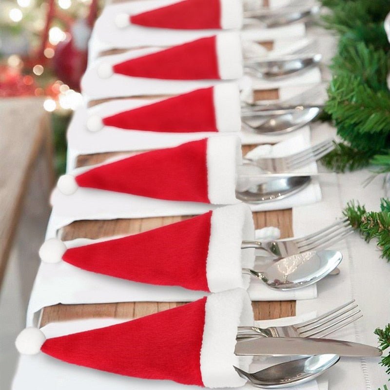Porta Posate Babbo Natale Set 10 Pezzi Decorazione Tavola Natale