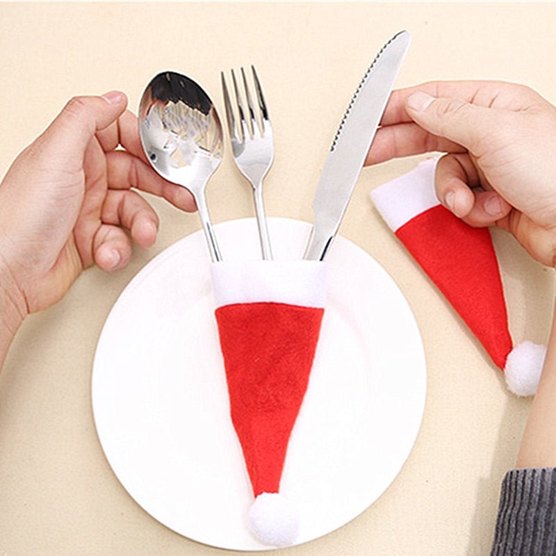 Porta Posate Babbo Natale Set 10 Pezzi Decorazione Tavola Natale