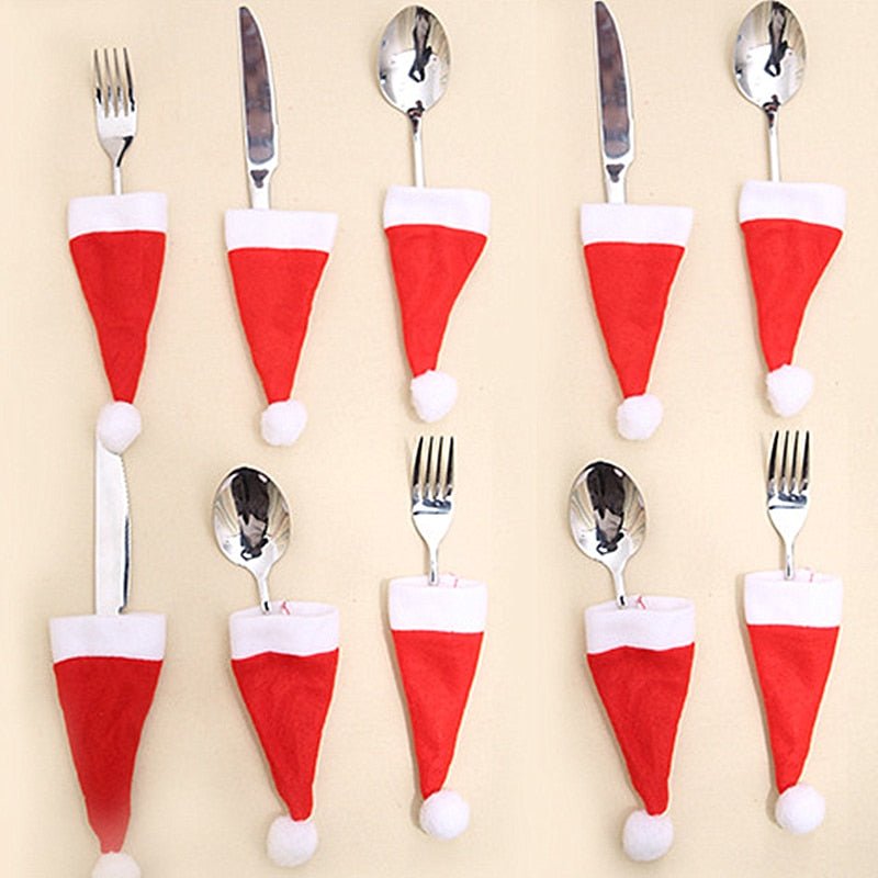 Porta Posate Babbo Natale Set 10 Pezzi Decorazione Tavola Natale