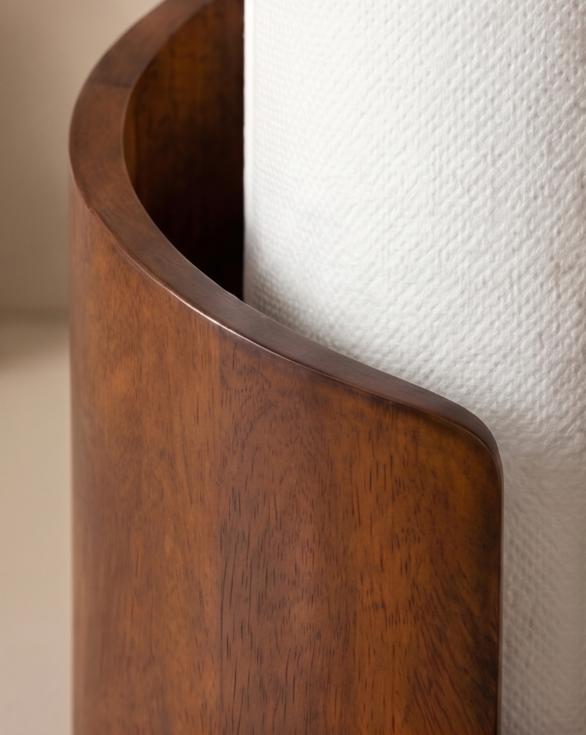 Porta Rotolo da Cucina in Legno Massello, Design Minimal