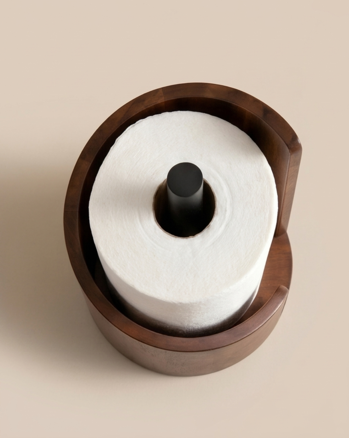 Porta Rotolo da Cucina in Legno Massello, Design Minimal