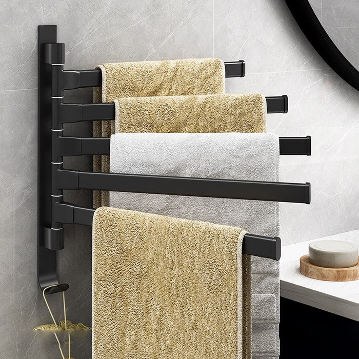 Portasciugamani a 5 Braccia in Metallo Nero Opaco - Design Moderno
