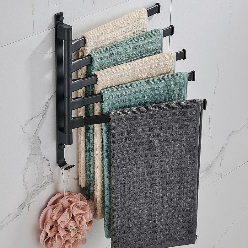 Portasciugamani a 5 Braccia in Metallo Nero Opaco - Design Moderno