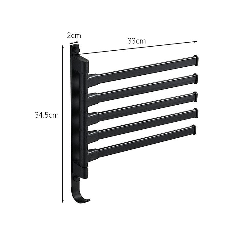 Portasciugamani a 5 Braccia in Metallo Nero Opaco - Design Moderno