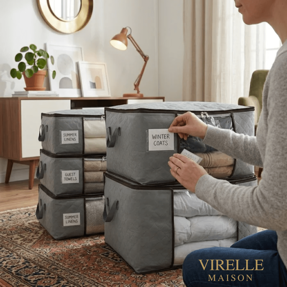 Scatola Organizer Portabiti 60x40x35cm Grigia con Finestra Trasparente