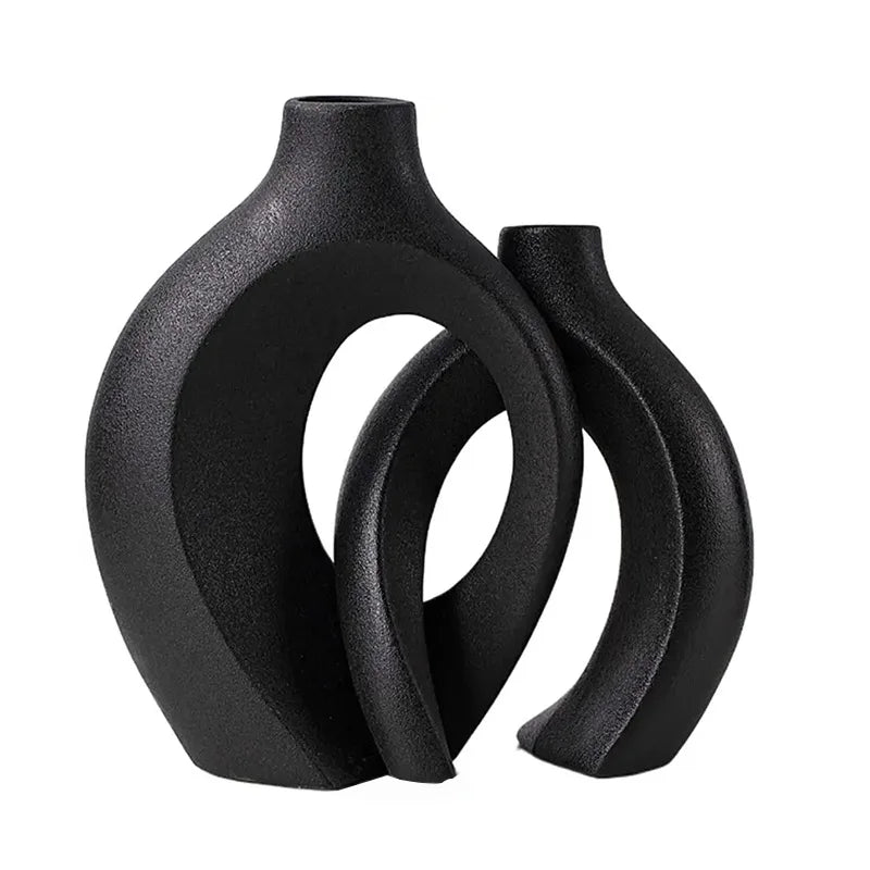 Set 2 Vasi in Ceramica e Porcellana Stile Boho Moderno