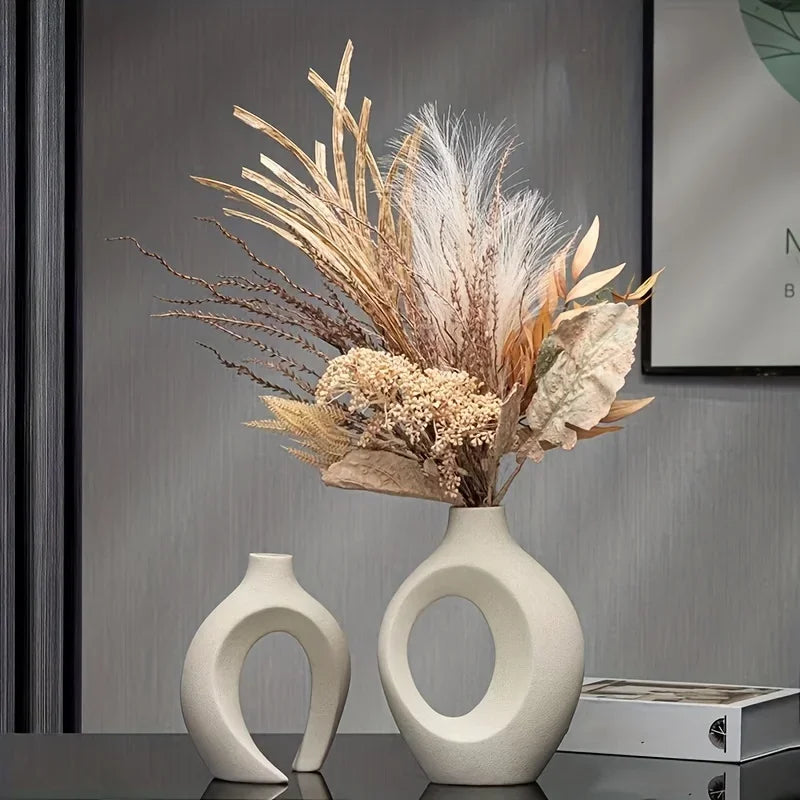 Set 2 Vasi in Ceramica e Porcellana Stile Boho Moderno
