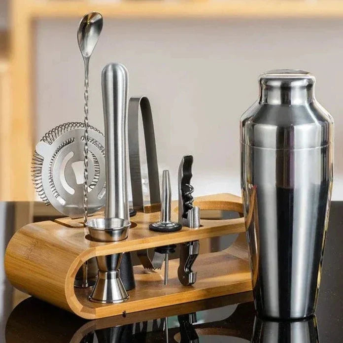 Set Cocktail Professionale 10 Pezzi in Acciaio Inox con Shaker