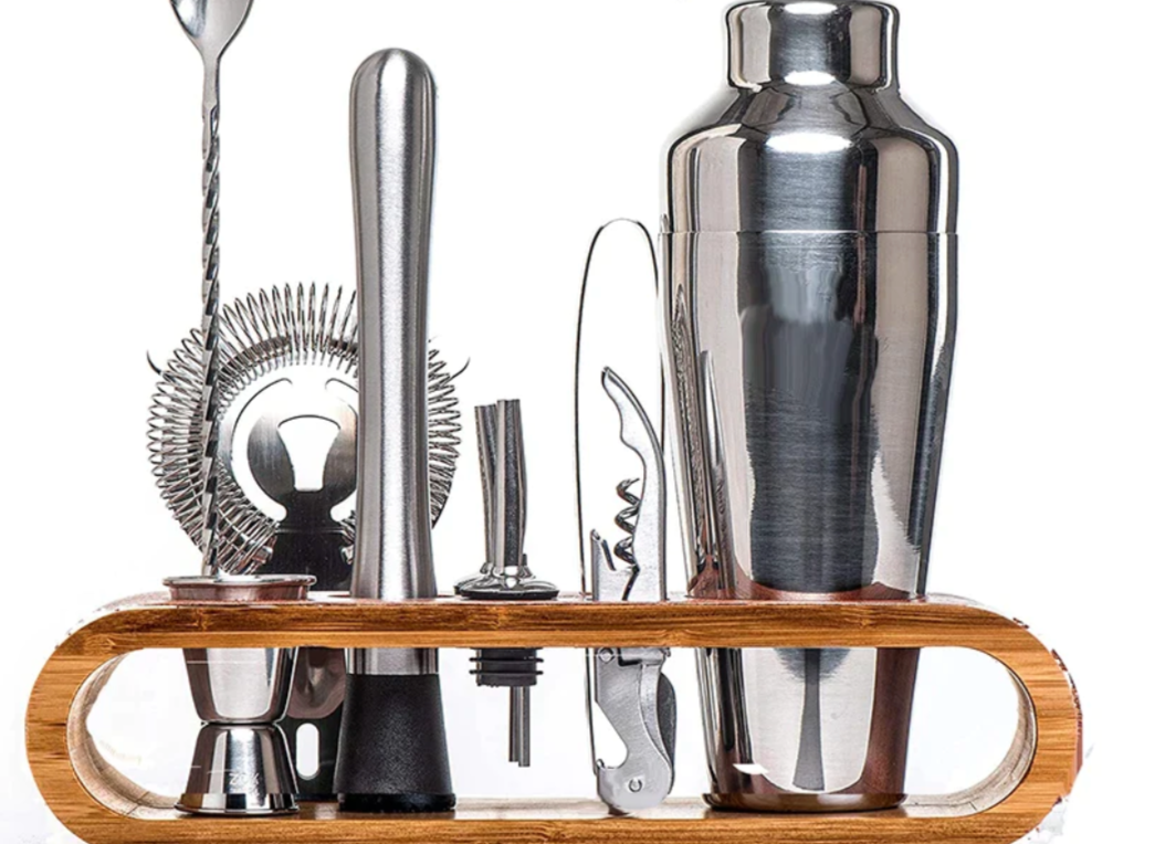 Set Cocktail Professionale 10 Pezzi in Acciaio Inox con Shaker