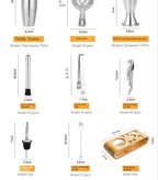 Set Cocktail Professionale 10 Pezzi in Acciaio Inox con Shaker