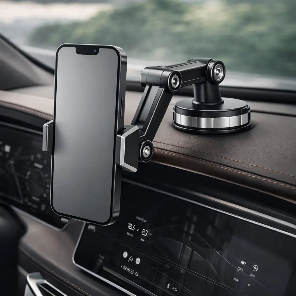 Supporto per Auto con Ventosa | Girevole a 360° e Braccio Regolabile