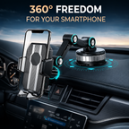 Supporto per Auto con Ventosa | Girevole a 360° e Braccio Regolabile