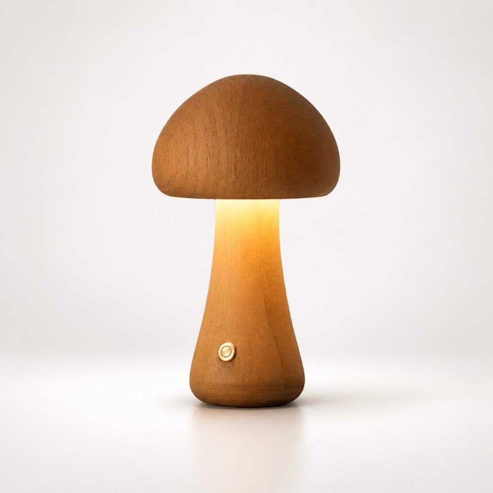 Table Lamp Mushroom Wood Bedside Touch Dimmable Light