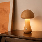 Table Lamp Mushroom Wood Bedside Touch Dimmable Light