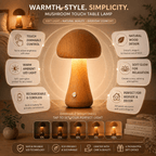 Table Lamp Mushroom Wood Bedside Touch Dimmable Light