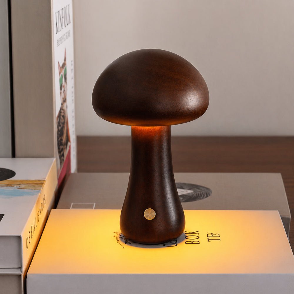 Table Lamp Mushroom Wood Bedside Touch Dimmable Light