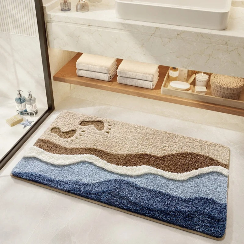 Tappeto Bagno Microfibra Extra Soffice Antiscivolo Design Costiero