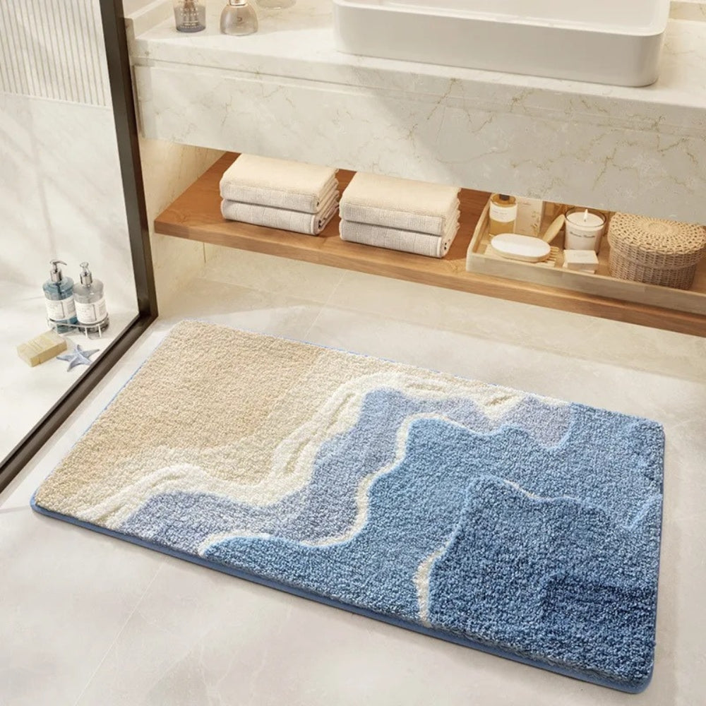 Tappeto Bagno Microfibra Extra Soffice Antiscivolo Design Costiero